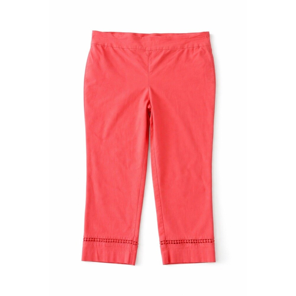 Women’s Crown & Ivy Coral Capri Pants 20W Pull On Stretch Ankle Lace Hem